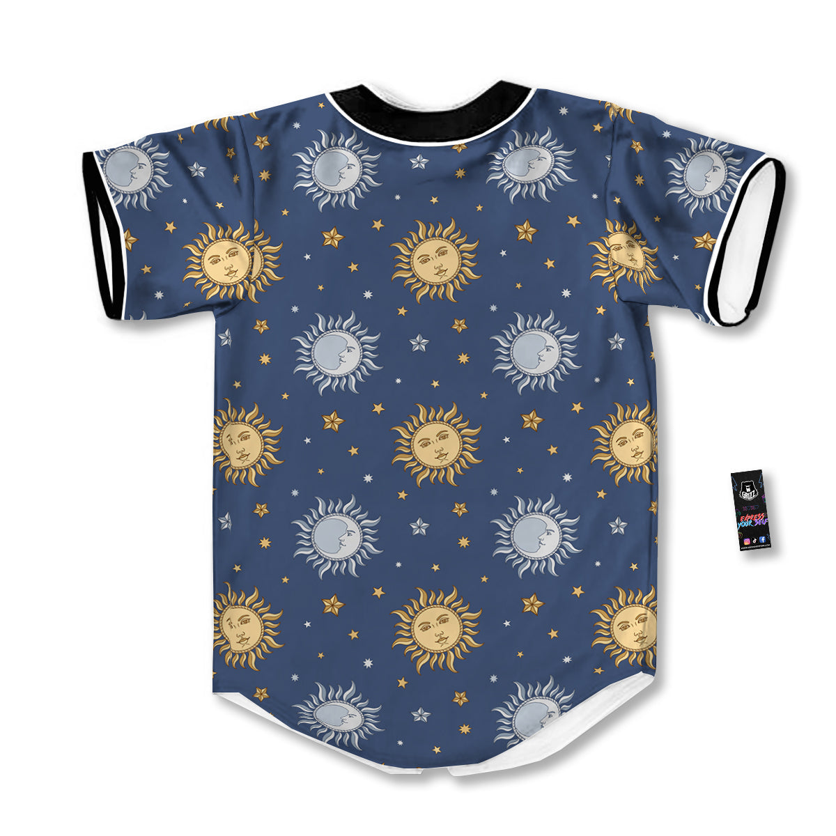 Moon And Vintage Sun Print Pattern Baseball Jersey-grizzshop