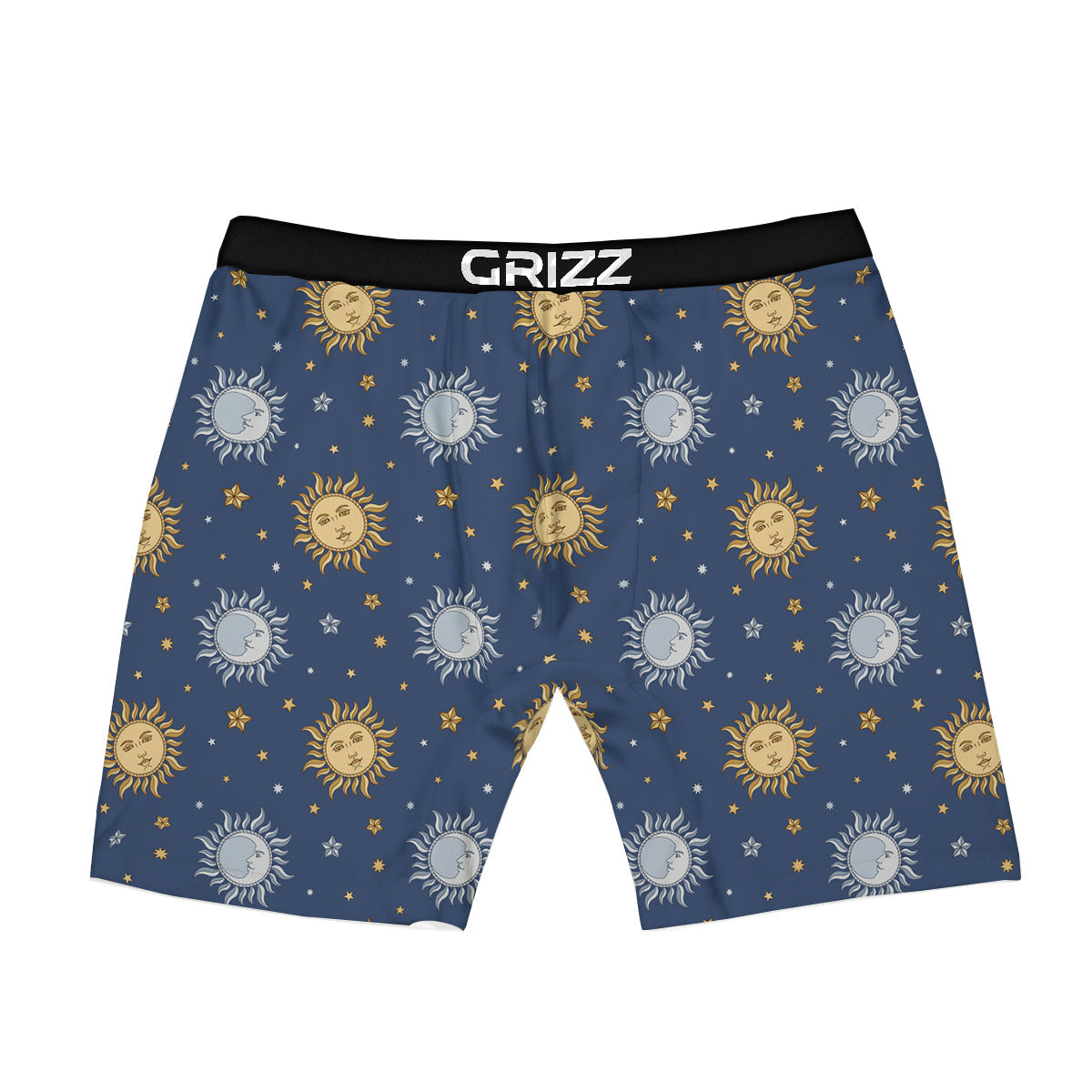 Moon And Vintage Sun Print Pattern Boxer Briefs-grizzshop