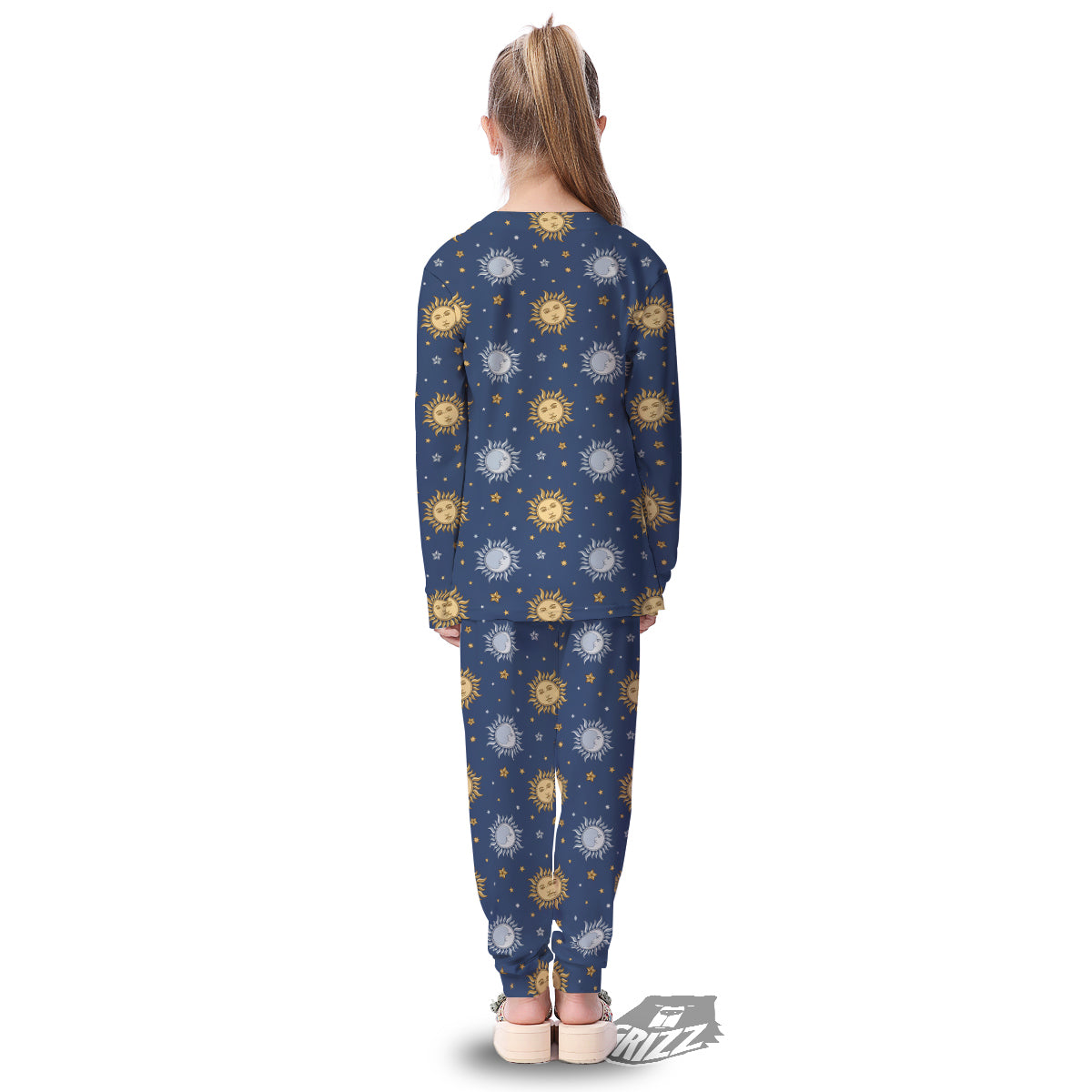 Moon And Vintage Sun Print Pattern Kid's Pajamas-grizzshop