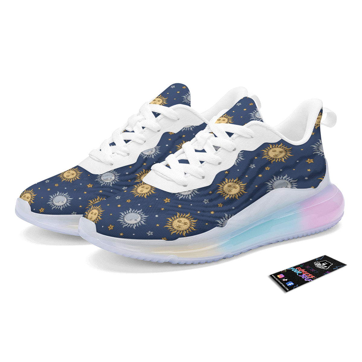 Moon And Vintage Sun Print Pattern Running Sneakers-grizzshop