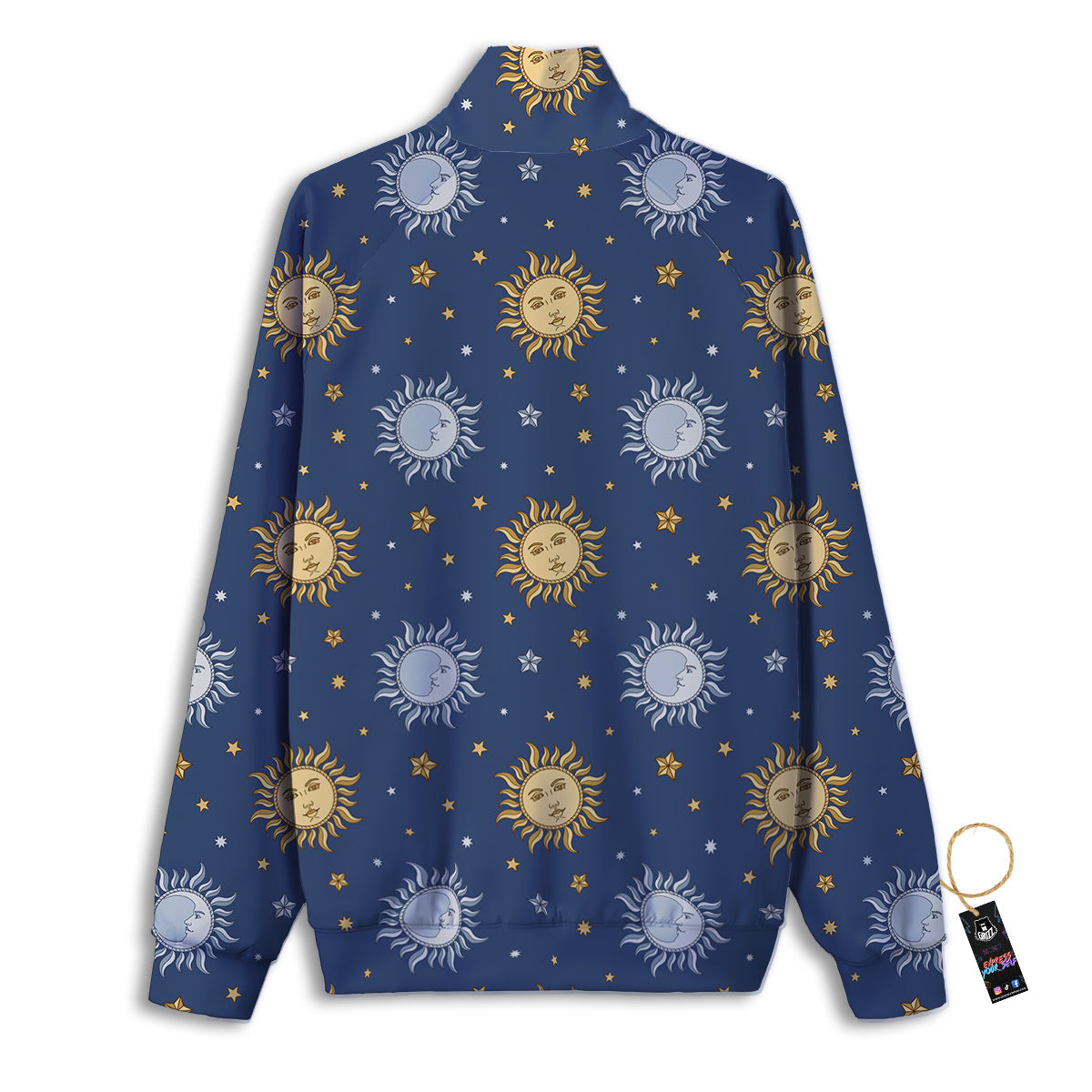 Moon And Vintage Sun Print Pattern Track Jacket-grizzshop