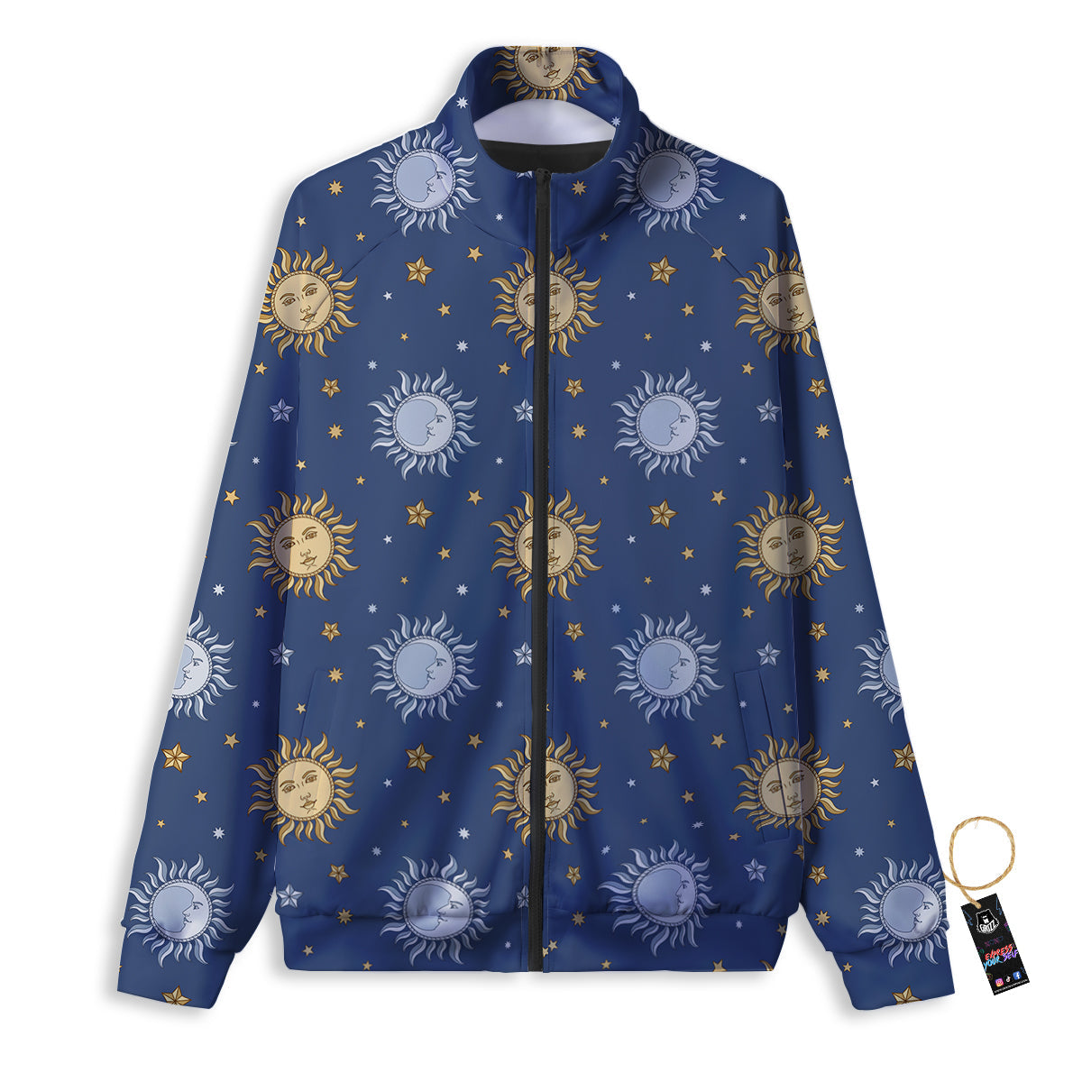Moon And Vintage Sun Print Pattern Track Jacket-grizzshop