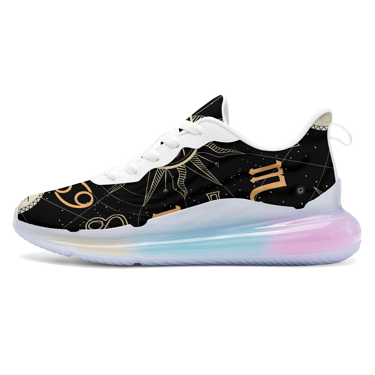 Moon And Vintage Sun Print Running Sneakers-grizzshop