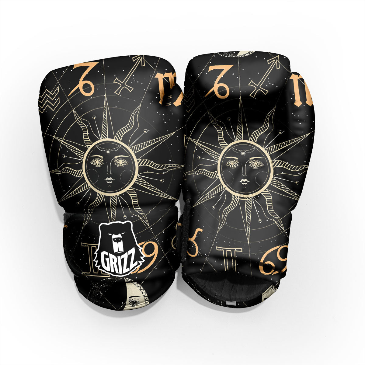 Moon And Vintage Sun Print Pro Boxing Glove