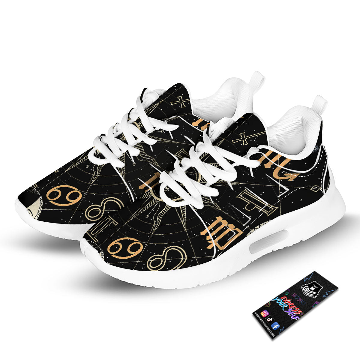 Moon And Vintage Sun Print Tennis Shoes-grizzshop