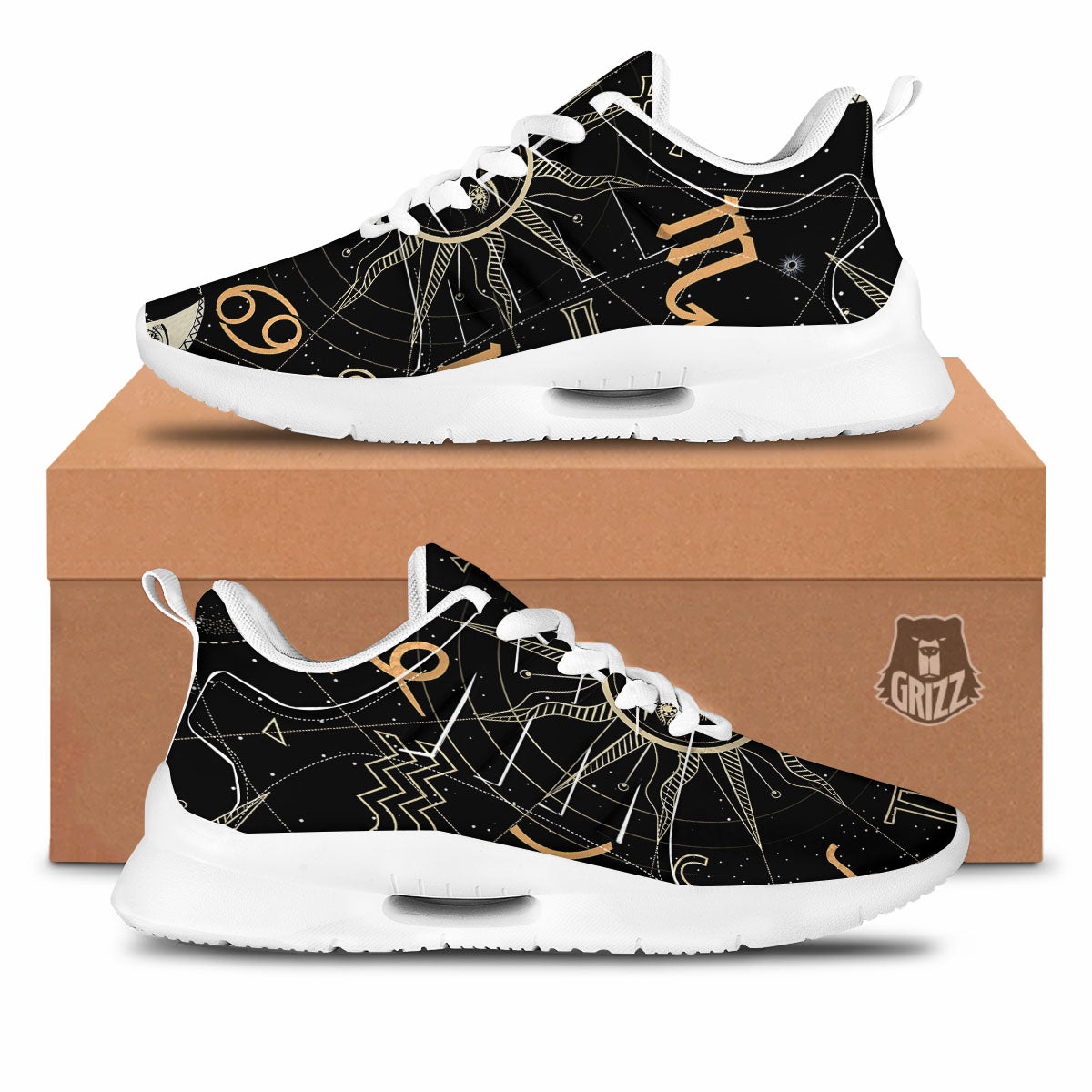 Moon And Vintage Sun Print Tennis Shoes-grizzshop