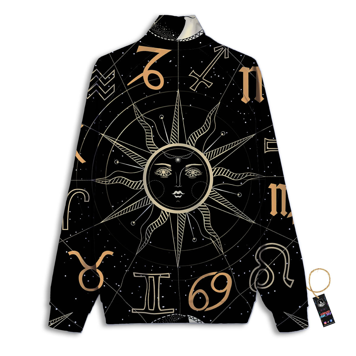 Moon And Vintage Sun Print Track Jacket-grizzshop
