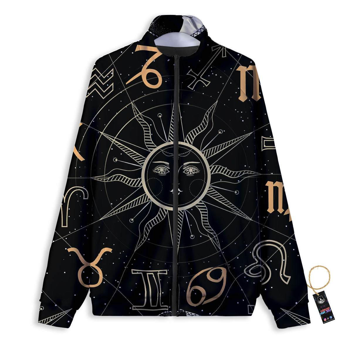 Moon And Vintage Sun Print Track Jacket-grizzshop