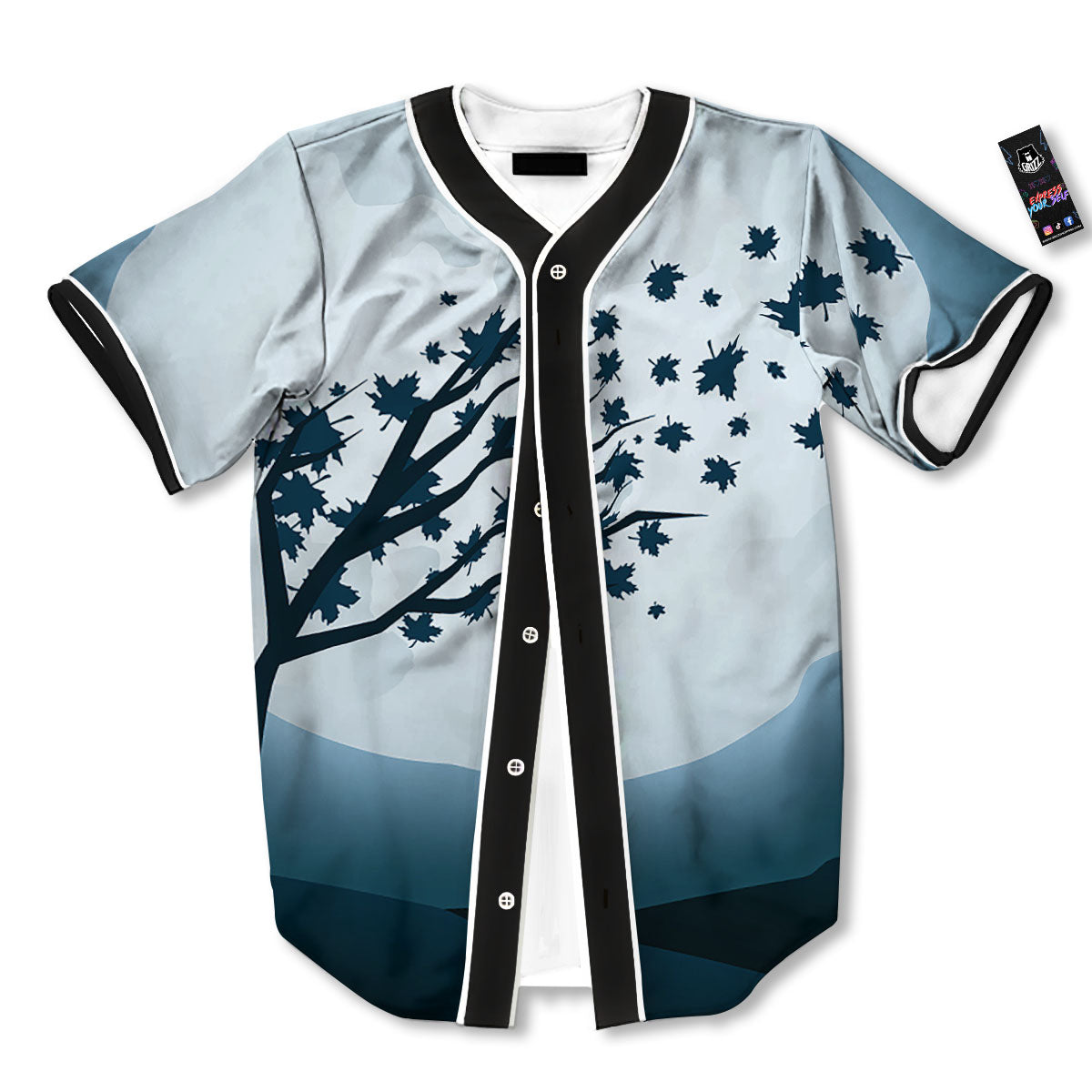 Moon Full Autumn Print Baseball Jersey-grizzshop