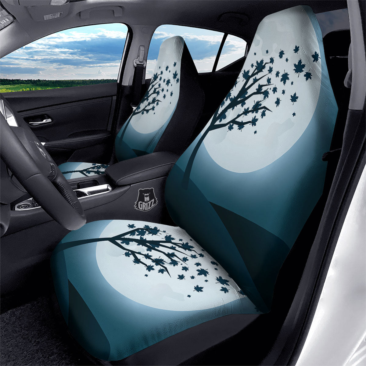 Moon Full Autumn Print Car Seat Covers-grizzshop