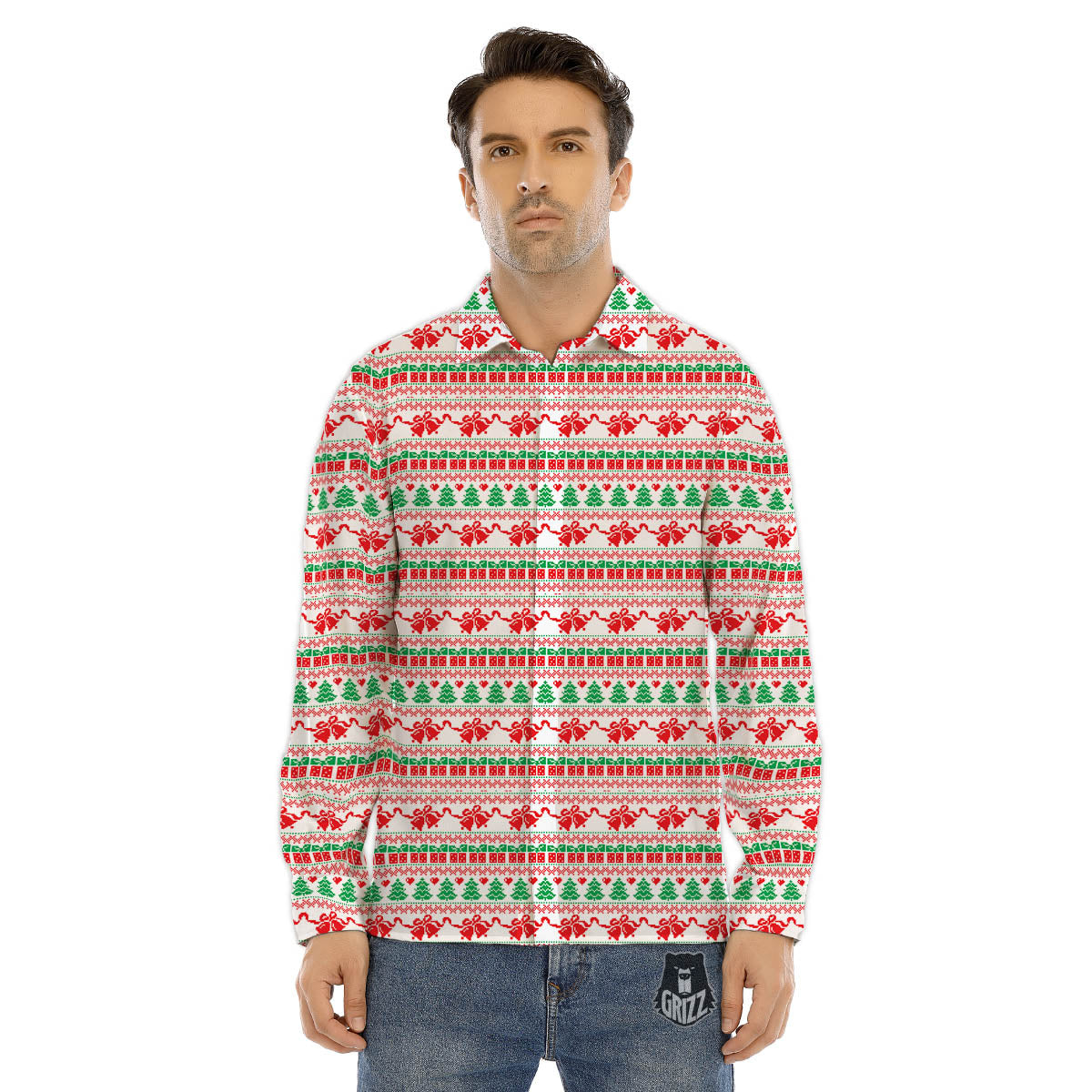 Moon Full Autumn Print Men's Dress Shirts-grizzshop