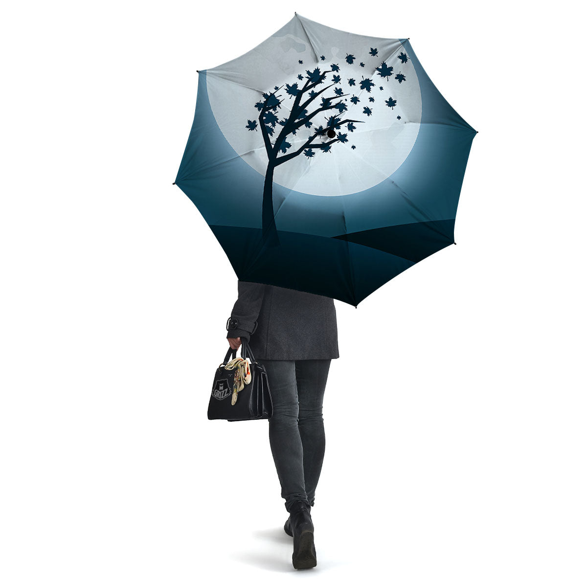 Moon Full Autumn Print Umbrella-grizzshop
