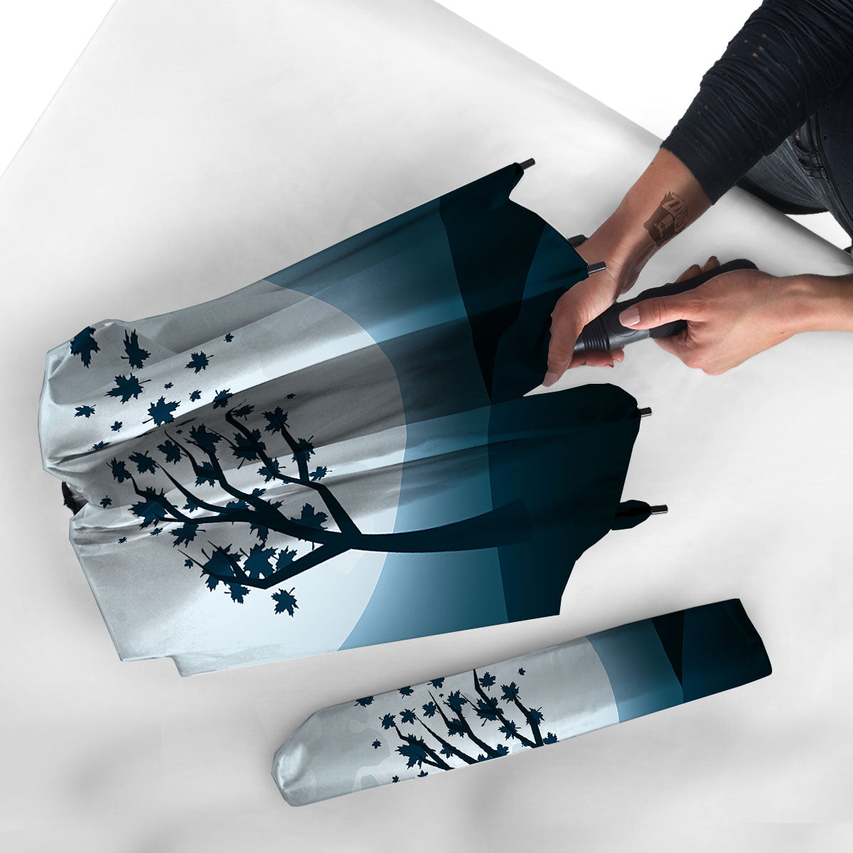 Moon Full Autumn Print Umbrella-grizzshop