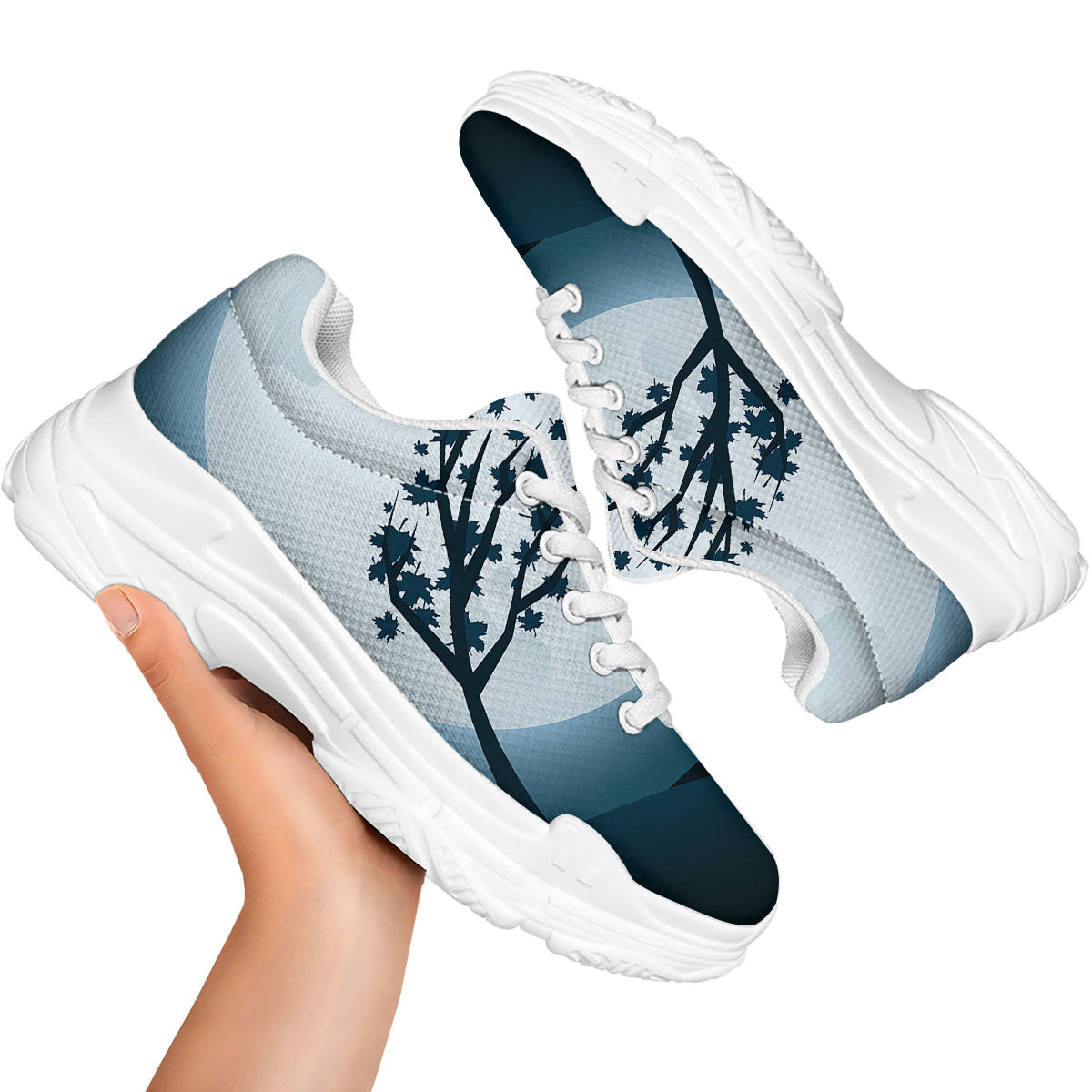 Moon Full Autumn Print White Chunky Shoes-grizzshop