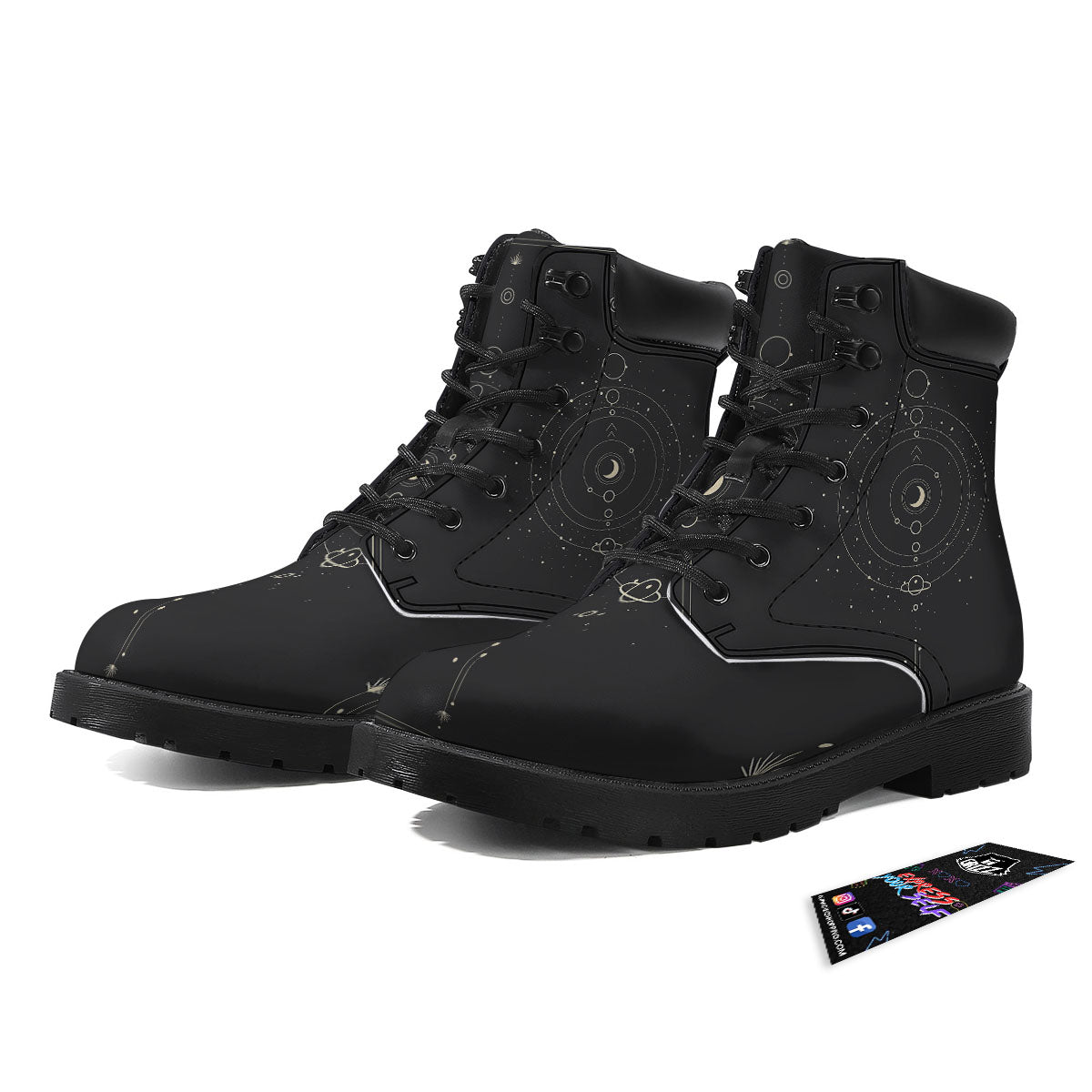 Moon Phase Galaxy Print Boots-grizzshop