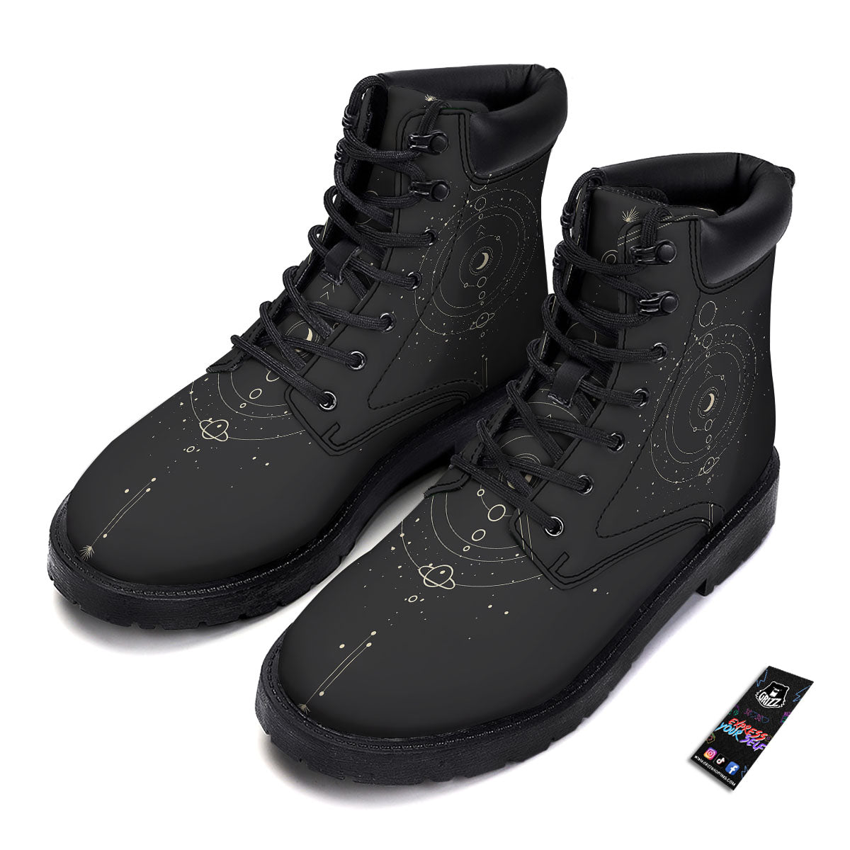 Moon Phase Galaxy Print Boots-grizzshop