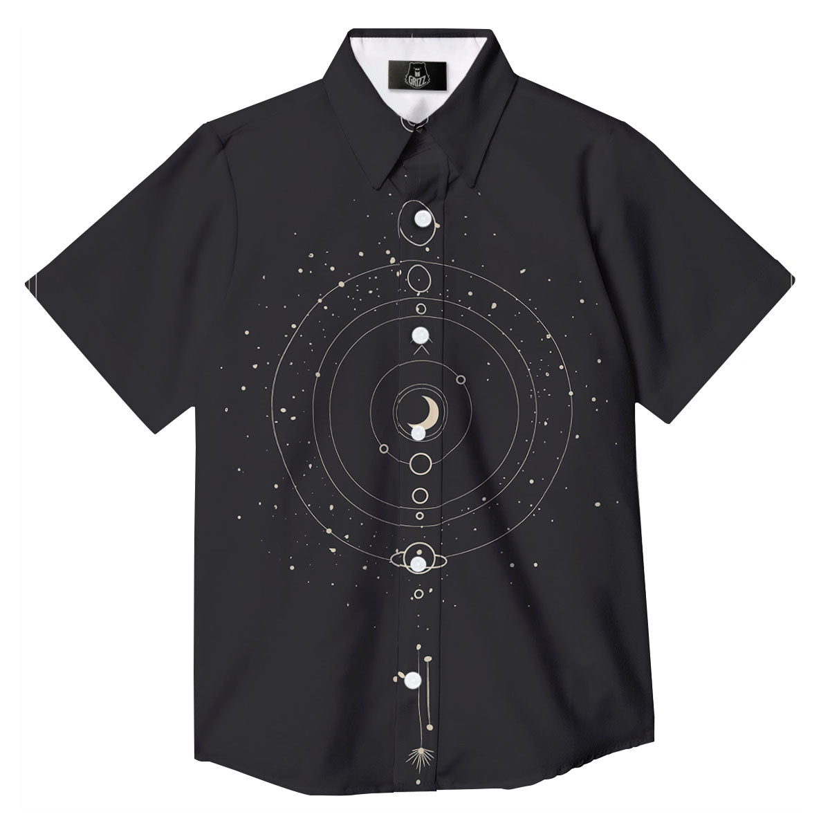 Moon Phase Galaxy Print Button Up Shirt-grizzshop