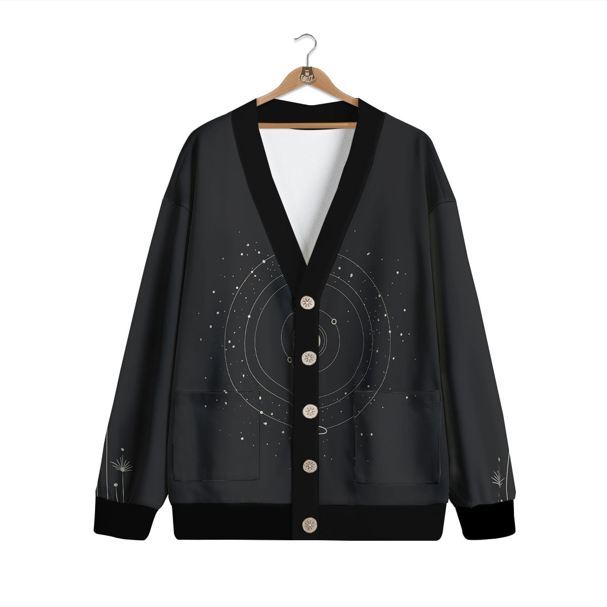 Moon Phase Galaxy Print Cardigan-grizzshop