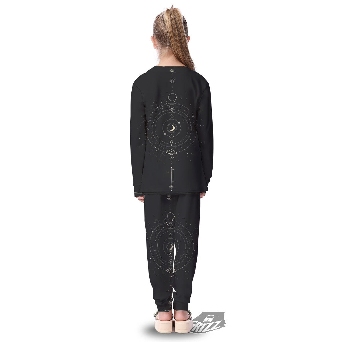 Moon Phase Galaxy Print Kid's Pajamas-grizzshop
