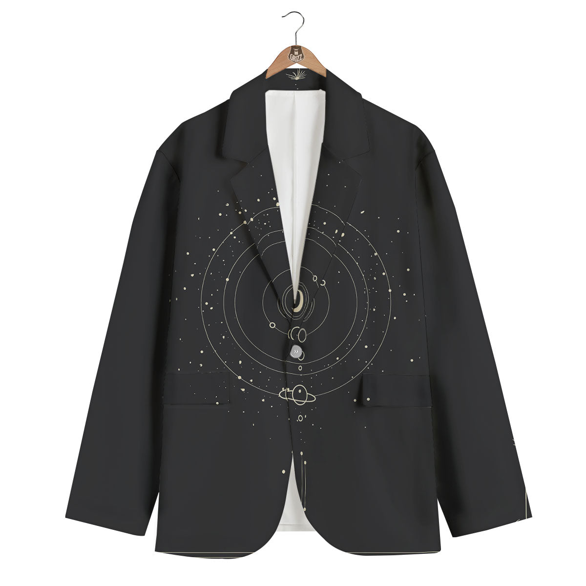 Moon Phase Galaxy Print Men's Blazer-grizzshop