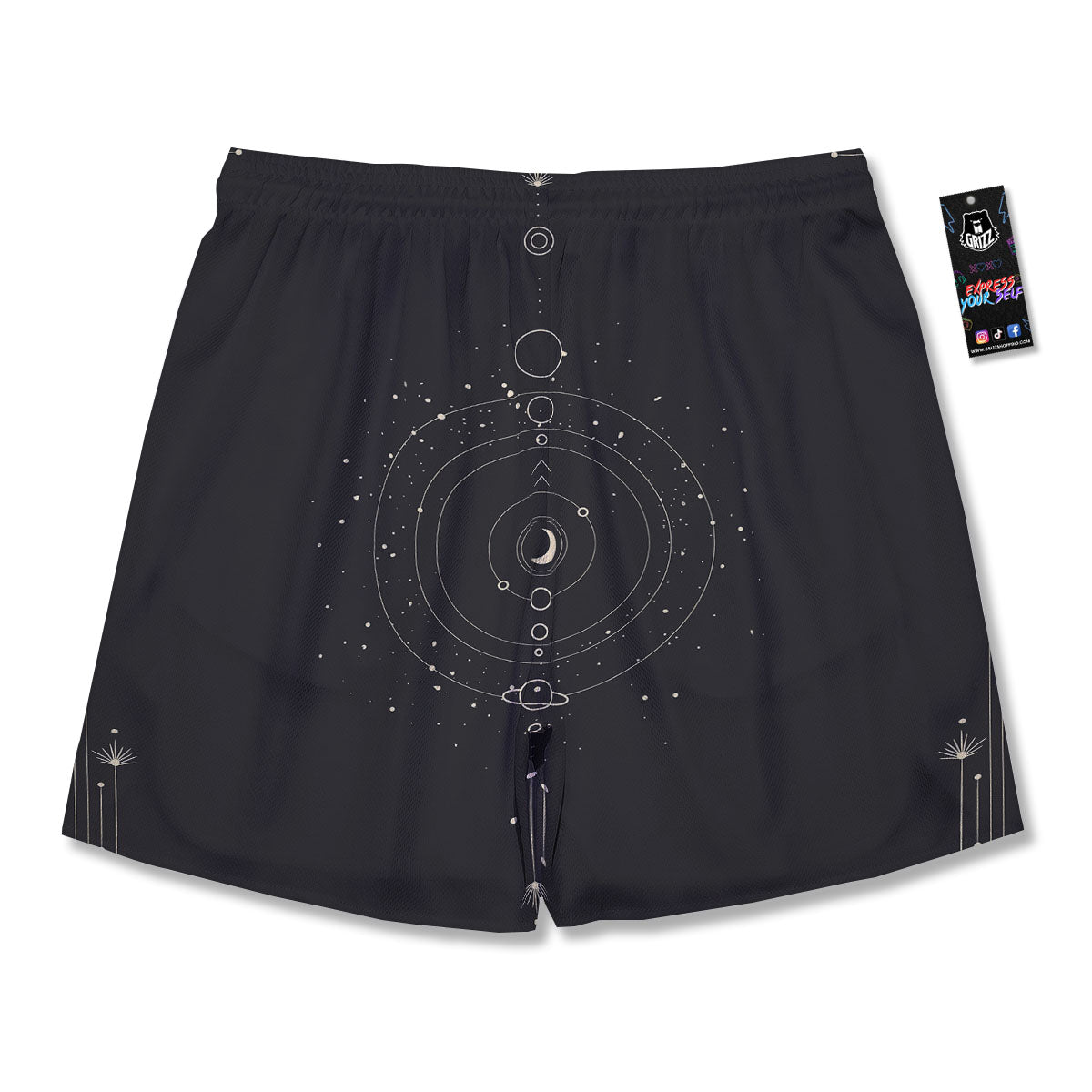 Moon Phase Galaxy Print Men's Running Shorts-grizzshop
