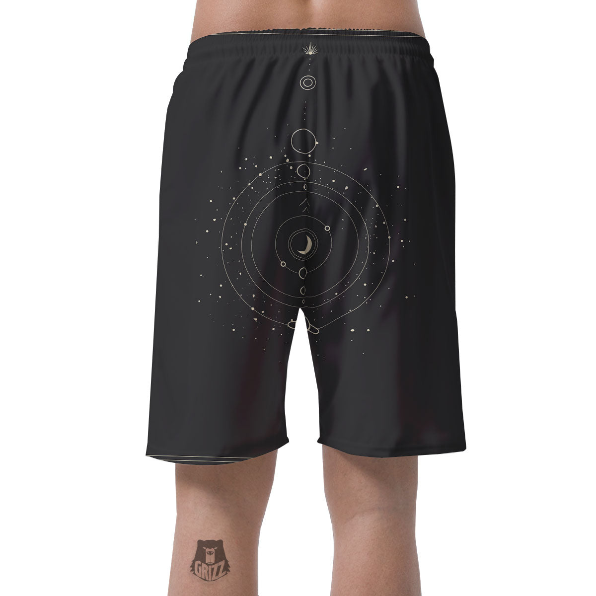 Moon Phase Galaxy Print Men's Shorts-grizzshop