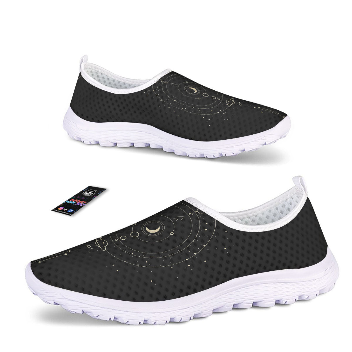 Moon Phase Galaxy Print Nurse Shoes-grizzshop