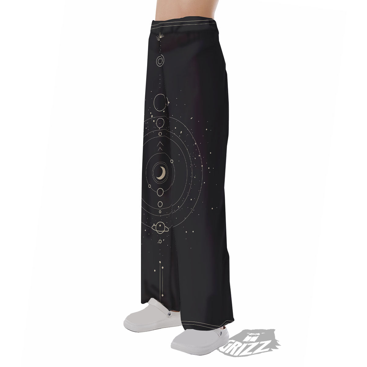 Moon Phase Galaxy Print Pajama Pants-grizzshop