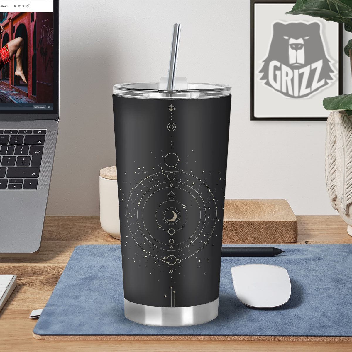 Moon Phase Galaxy Print Tumbler-grizzshop