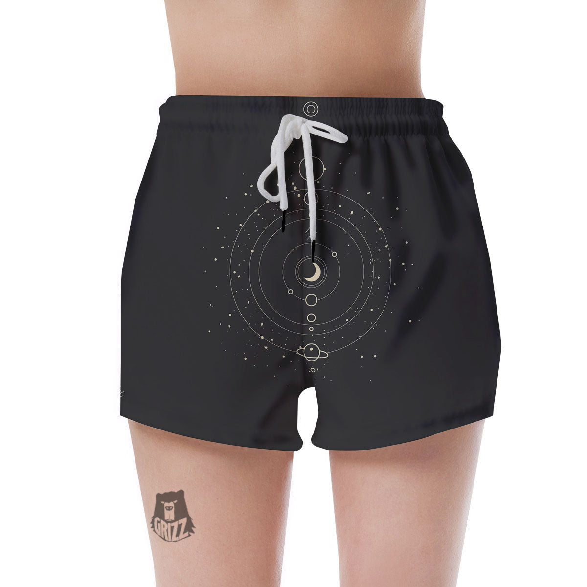 Moon Phase Galaxy Print Women's Shorts-grizzshop