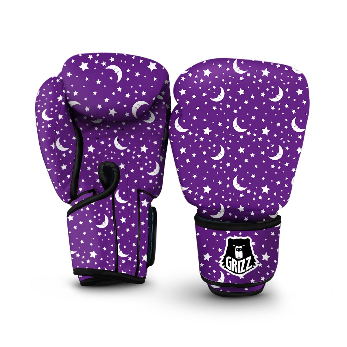 Moon Purple Pattern Print Boxing Gloves-grizzshop