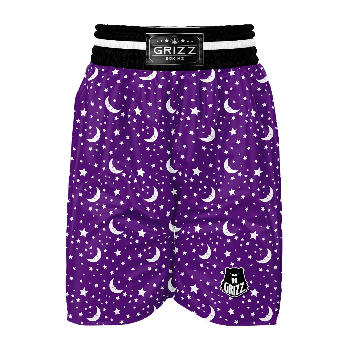 Moon Purple Pattern Print Boxing Shorts-grizzshop