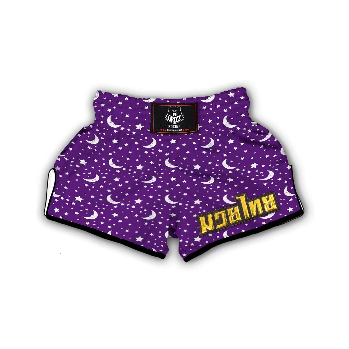 Moon Purple Pattern Print Muay Thai Boxing Shorts-grizzshop