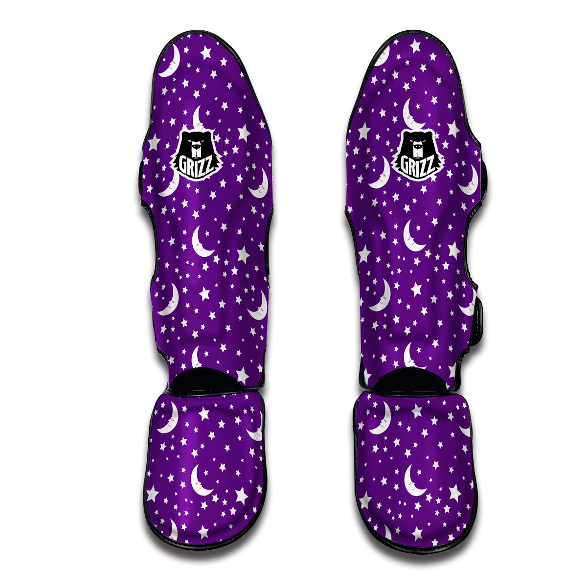 Moon Purple Pattern Print Muay Thai Shin Guards-grizzshop