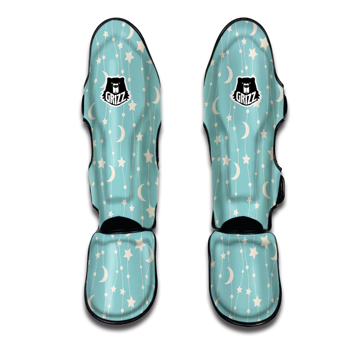 Moon Star Pattern Print Muay Thai Shin Guards-grizzshop