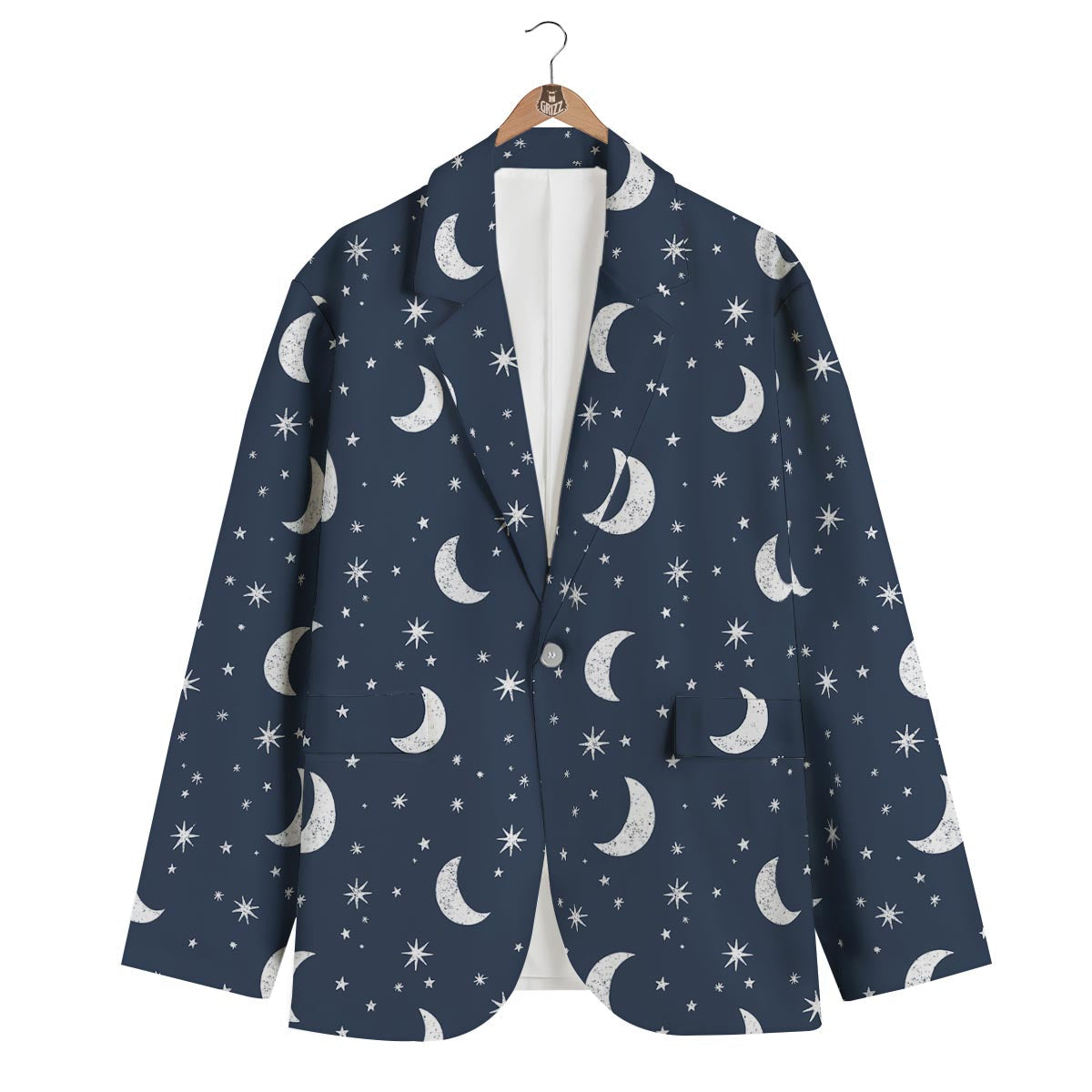 Moon Star Print Pattern Men's Blazer-grizzshop