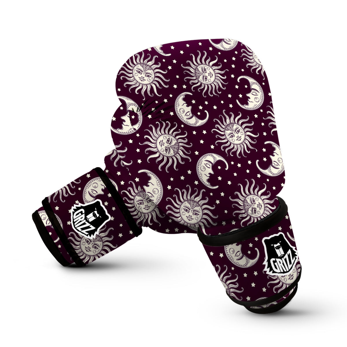 Moon Sun Celestial Pattern Print Boxing Gloves-grizzshop