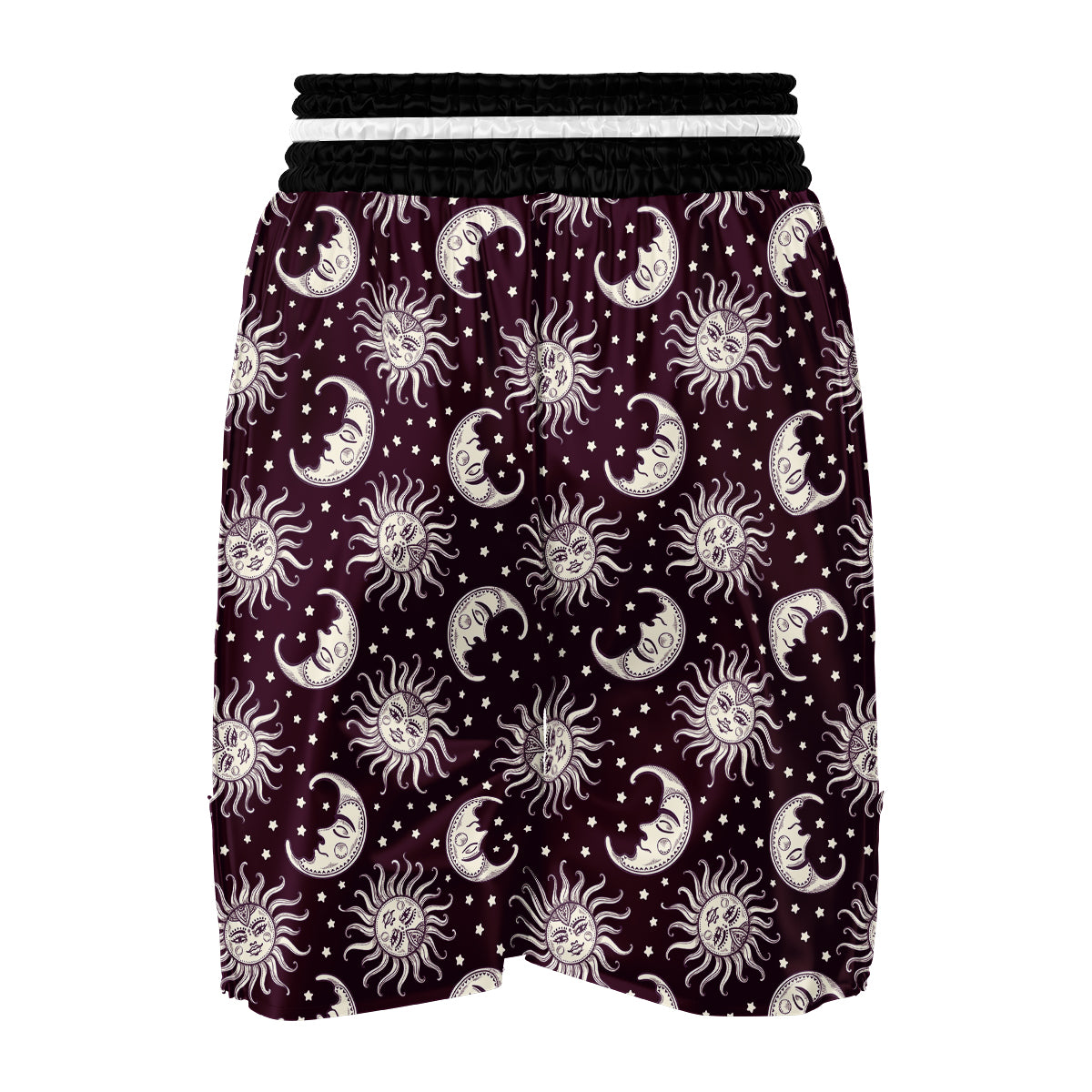 Moon Sun Celestial Pattern Print Boxing Shorts-grizzshop