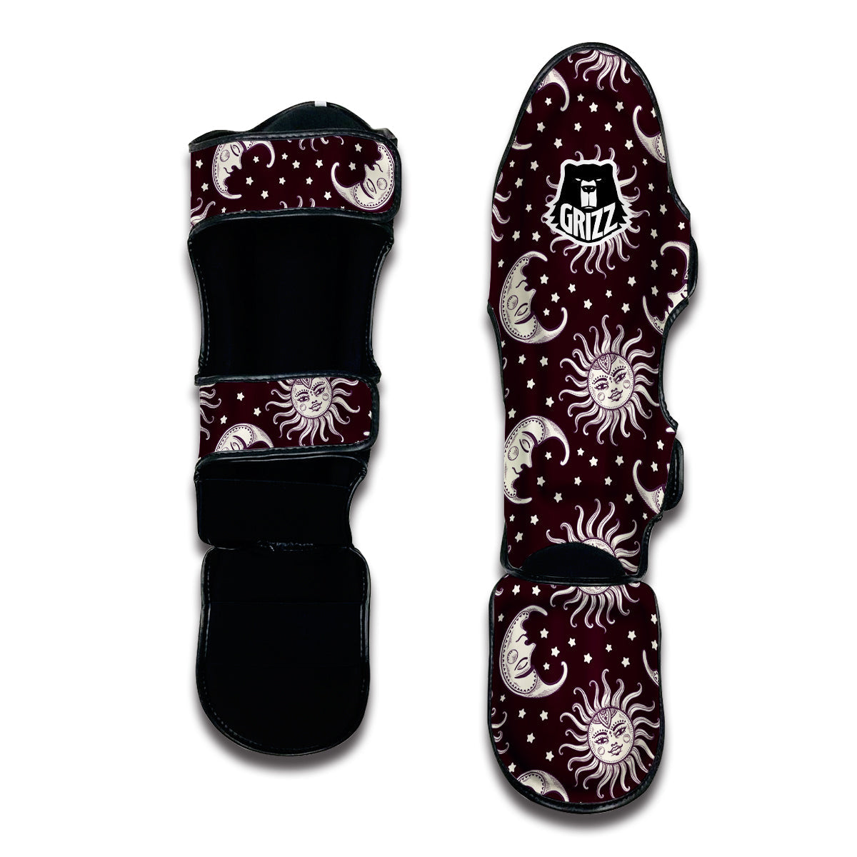 Moon Sun Celestial Pattern Print Muay Thai Shin Guards-grizzshop