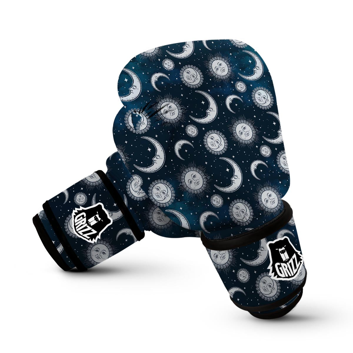 Moon Sun Pattern Print Boxing Gloves-grizzshop