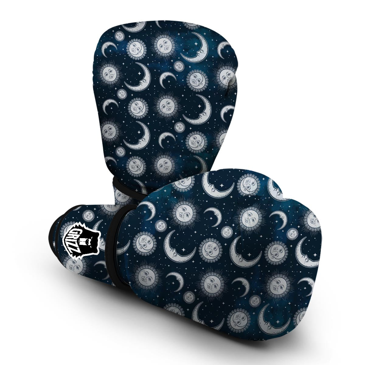 Moon Sun Pattern Print Boxing Gloves-grizzshop