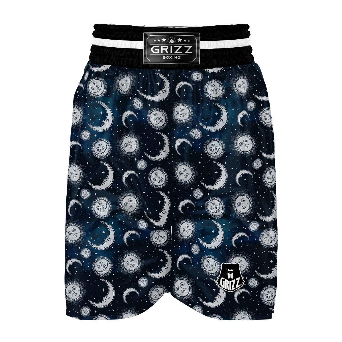 Moon Sun Pattern Print Boxing Shorts-grizzshop