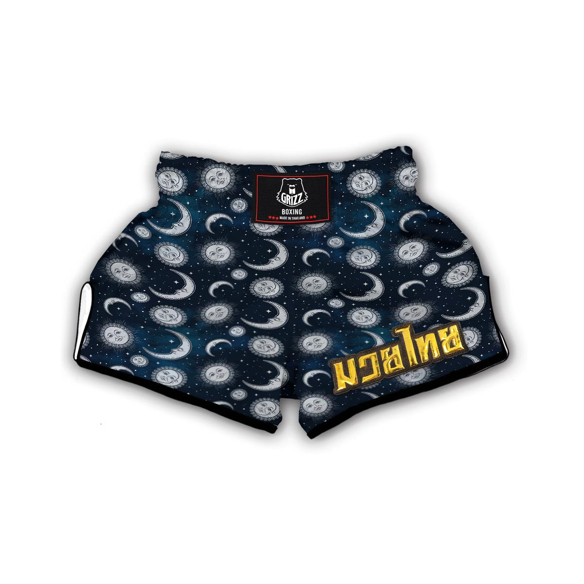 Moon Sun Pattern Print Muay Thai Boxing Shorts-grizzshop