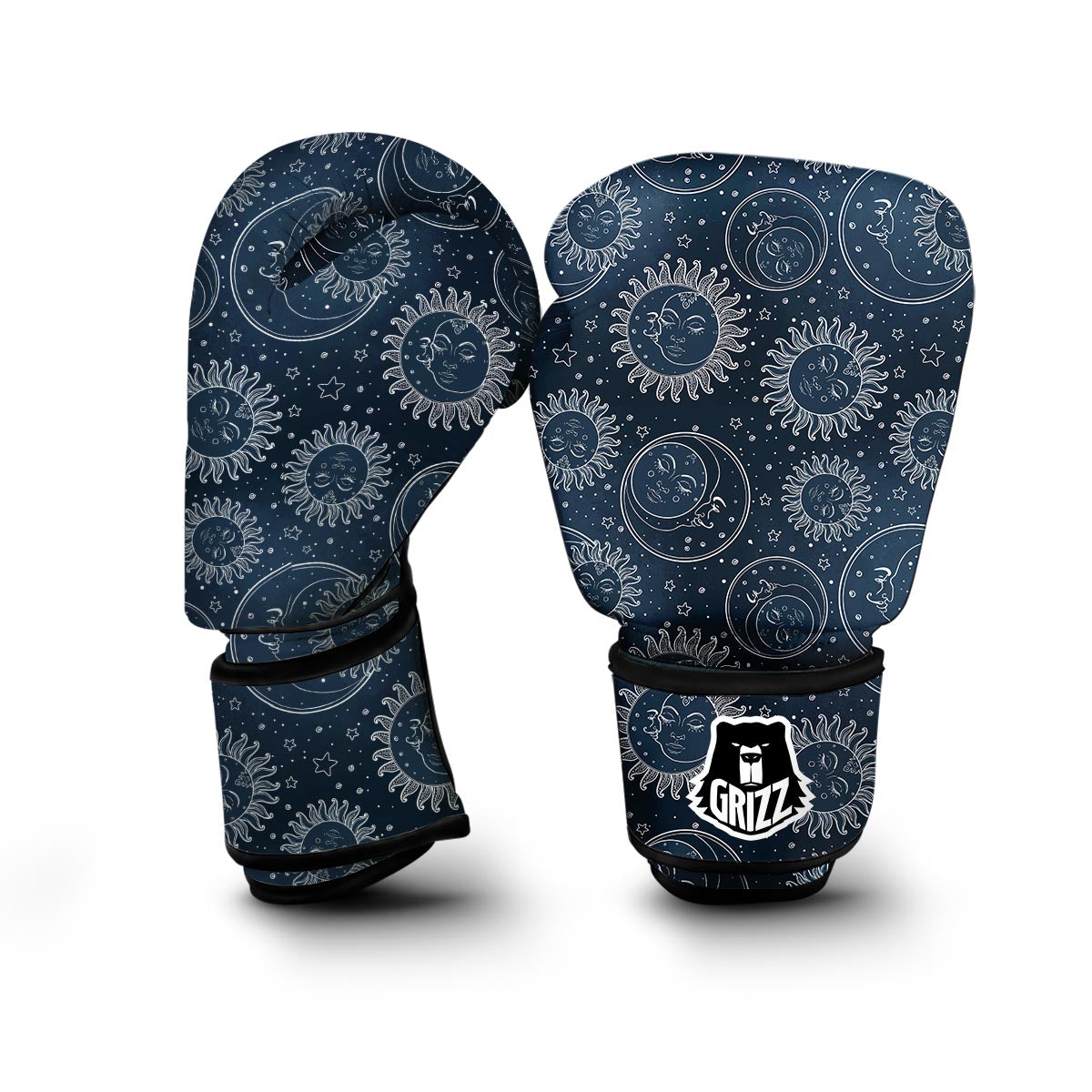 Moon Sun Print Pattern Boxing Gloves-grizzshop