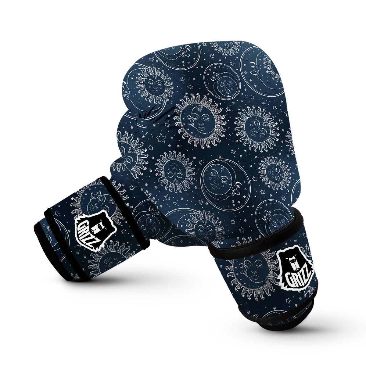 Moon Sun Print Pattern Boxing Gloves-grizzshop