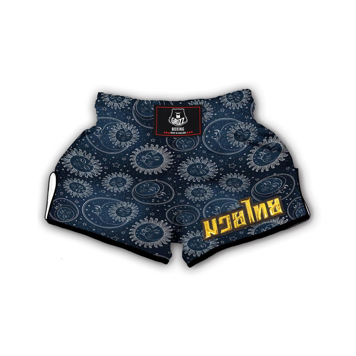 Moon Sun Print Pattern Muay Thai Boxing Shorts-grizzshop