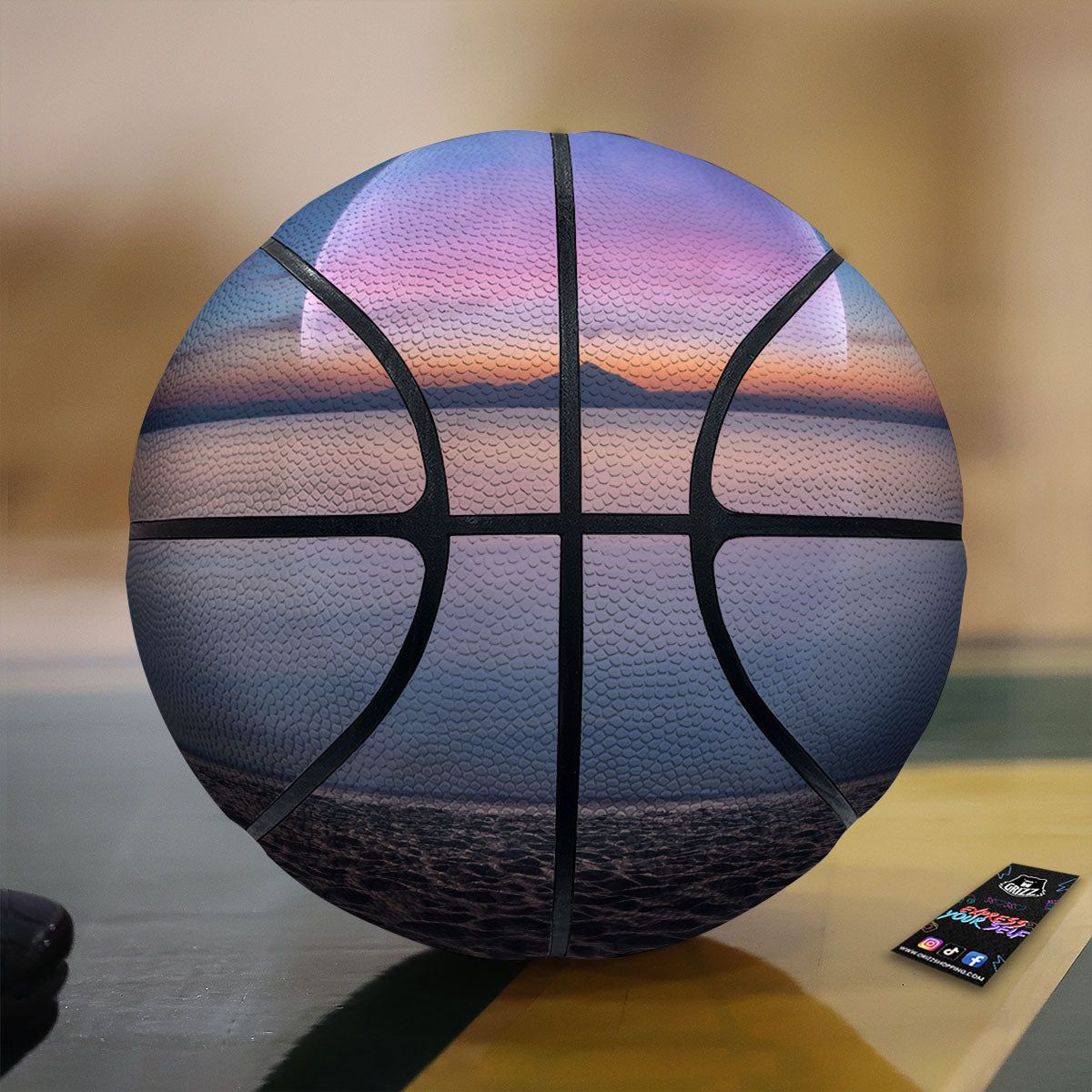 Moon And Beach Print Basketball