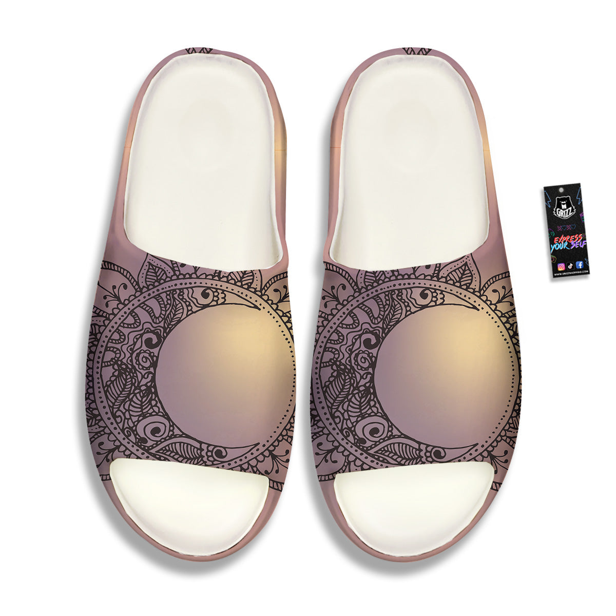 Moon And Bohemian Sun Print Sandals-grizzshop