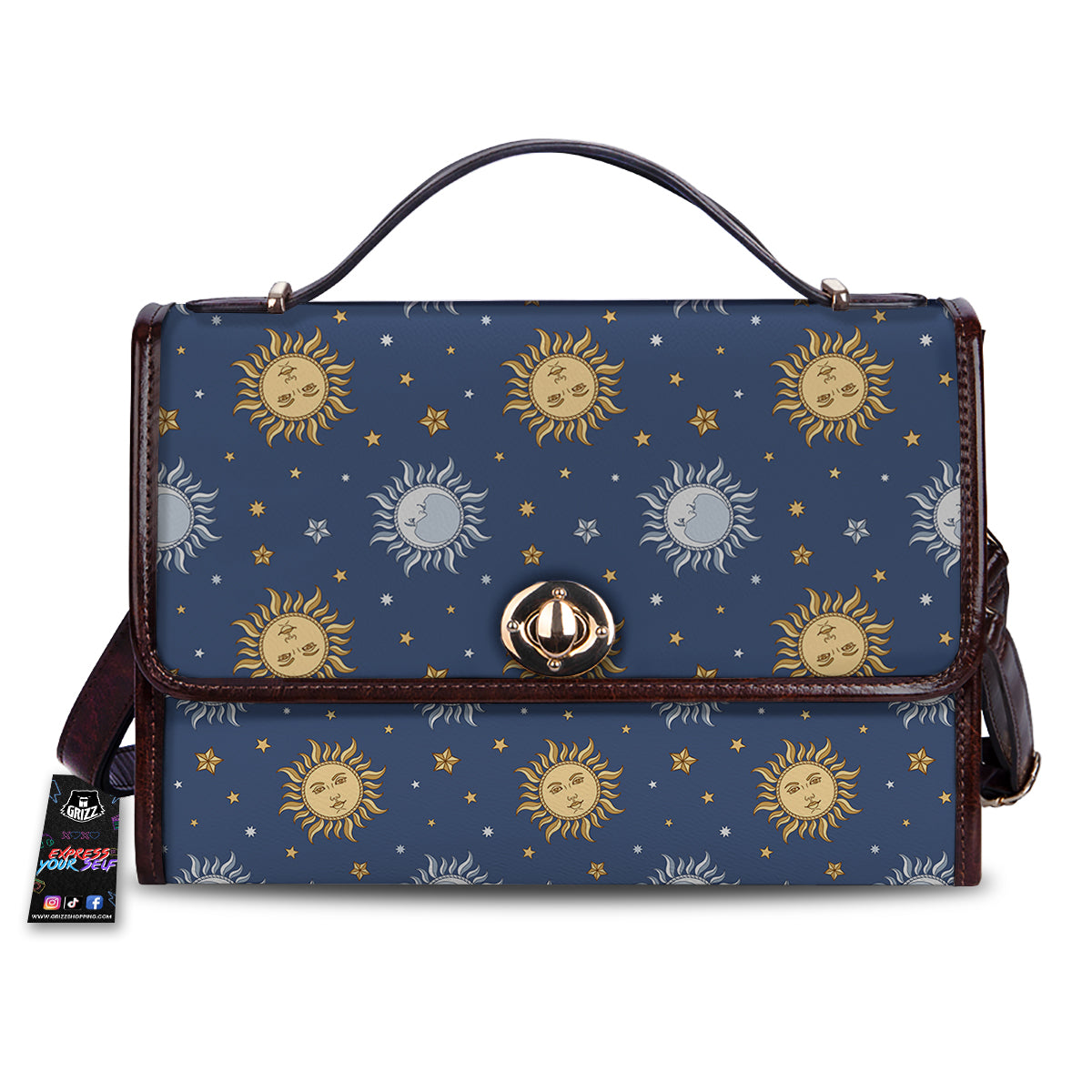 Moon And Vintage Sun Print Pattern Women's Satchel Bag