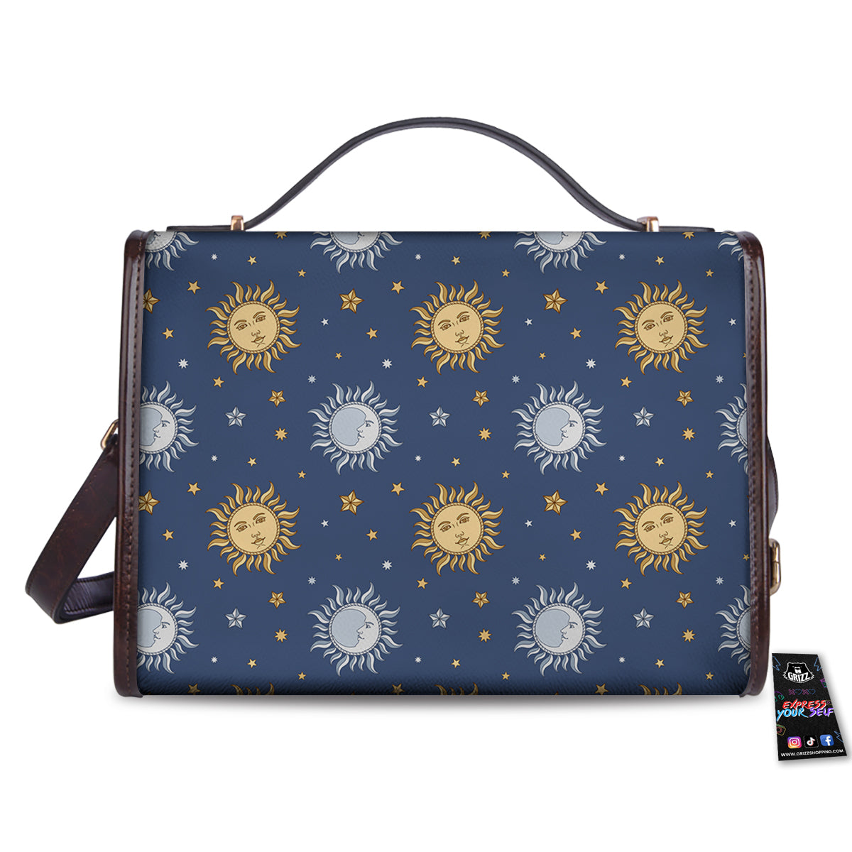 Moon And Vintage Sun Print Pattern Women's Satchel Bag